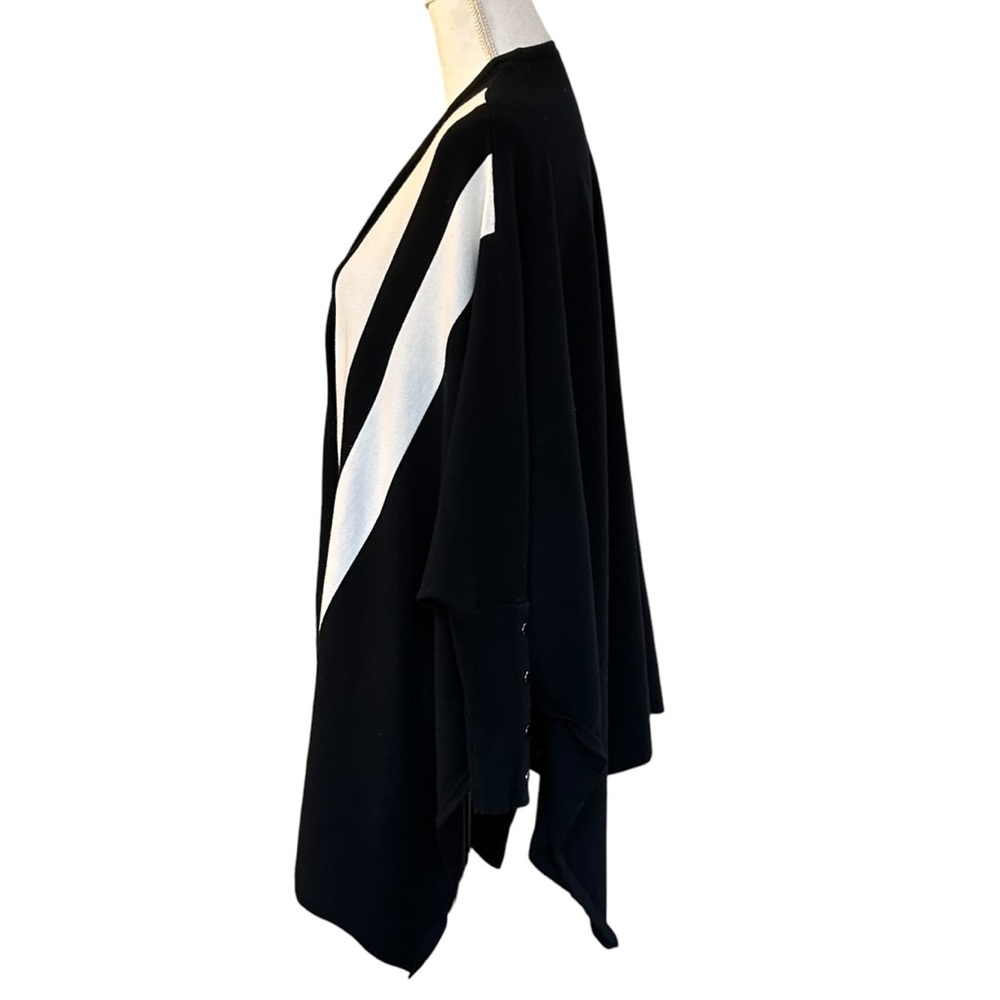Alfani Striped Long Sleeve Open-Front Cardigan Women’s SZ Small Black White - Picture 4 of 8